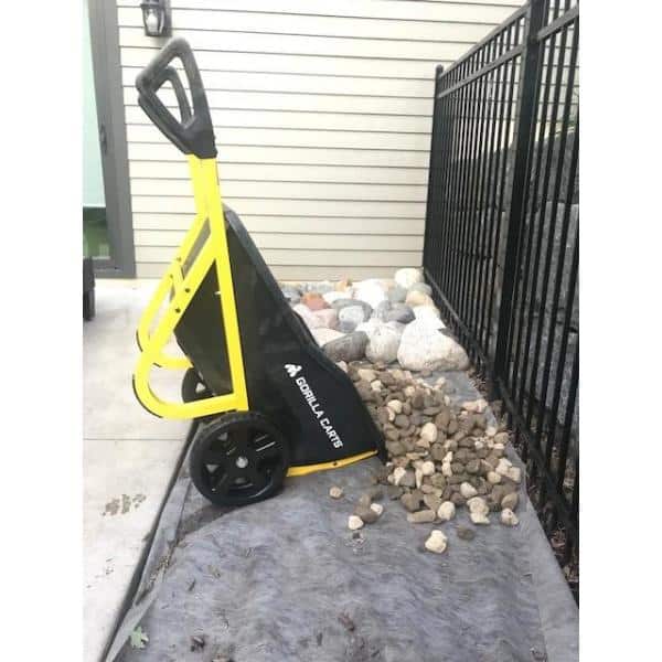 Black and Yellow Poly Yard Cart with Powder-Coated Steel Handles