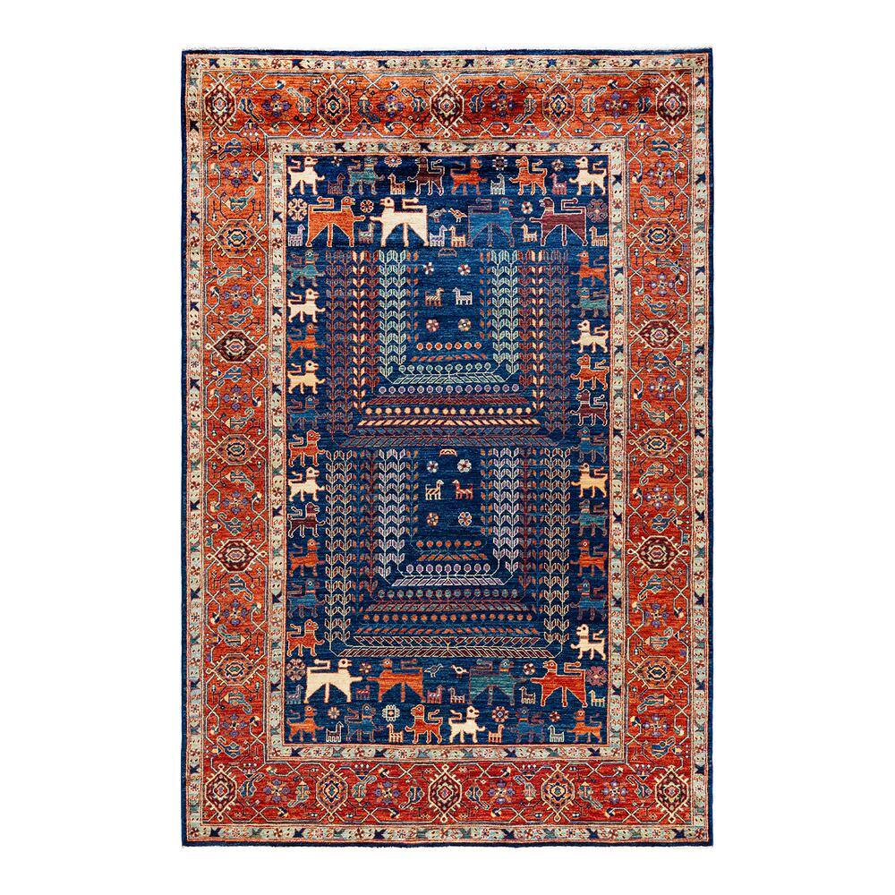 Serapi Blue 6 ft. x 9 ft. Tribal Wool Indoor Area Rug price history on PriceWatchPro