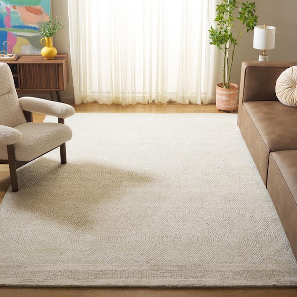Abstract Green/Ivory 8 ft. x 10 ft. Geometric Area Rug