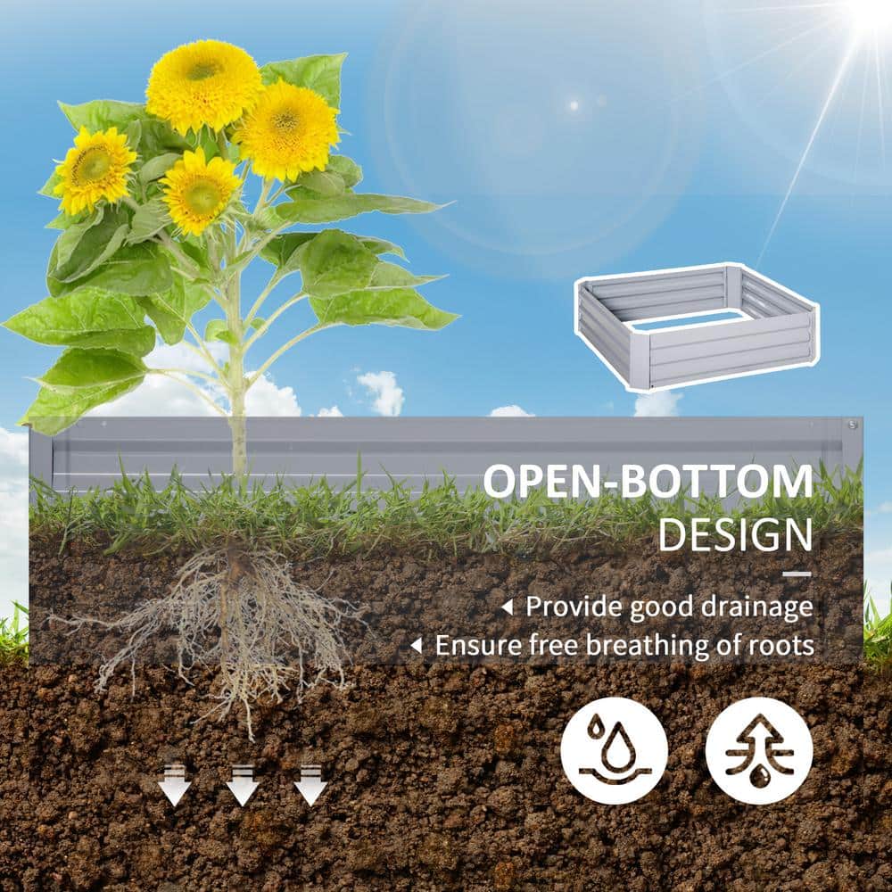 Gray Galvanized Steel Raised Garden Bed Planter Set