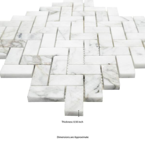 MSI Calacatta Cressa Herringbone 12 in. x 12 in. x 10 mm Honed Marble Mesh-Mounted Mosaic Tile (9.4 sq. ft. / case) MSI Calacatta Cressa Herringbone 12 in. x 12 in. x 10 mm Honed Marble Mesh-Mounted Mosaic Tile (9.4 sq. ft. / case)