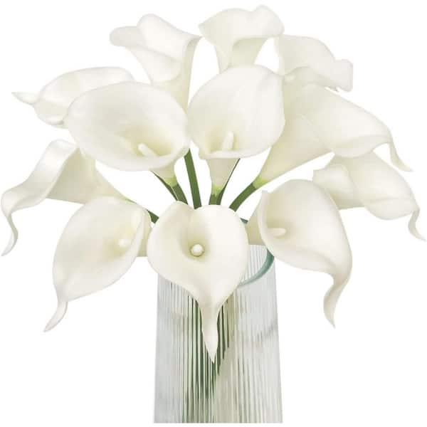 Afoxsos 13 in. White Indoor/Outdoor Artificial Calla Lily Flower (12 Pieces)