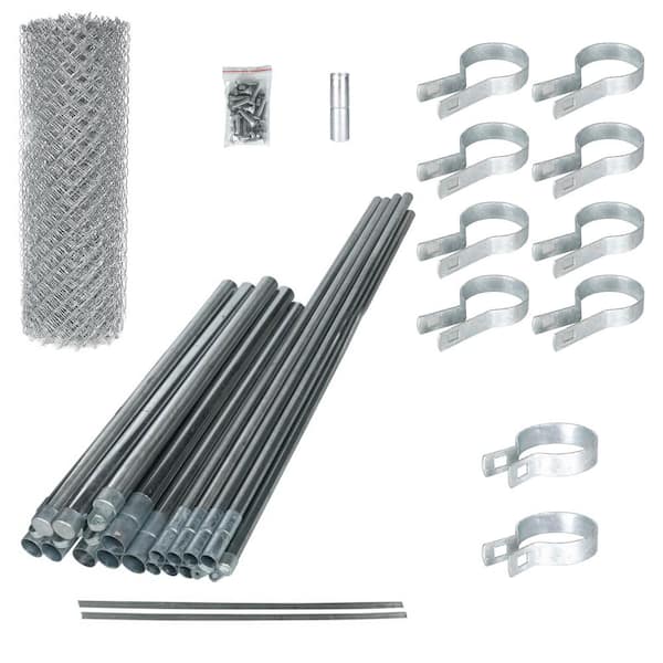 ALEKO 6 ft. x 50 ft. Galvanized Steel Chain Link Fence - Complete Kit 11.5 AW Gauge