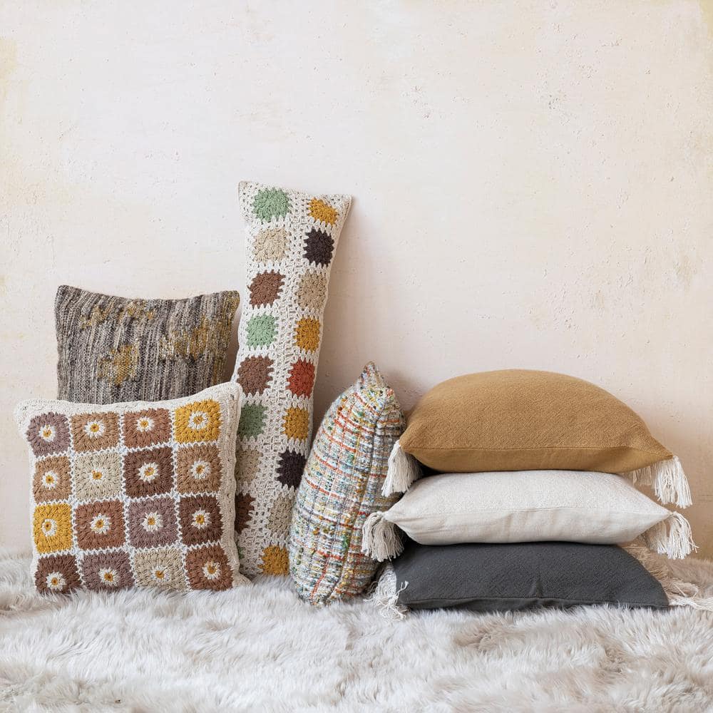 Multicolor Woven Acrylic Blend Bouclé Throw Pillow