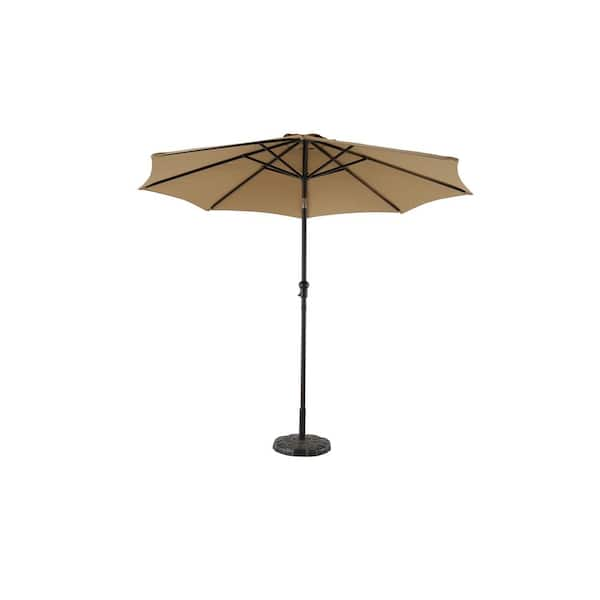 Hampton Bay 9 ft. Steel Crank and Tilt Patio Umbrella in Cafe