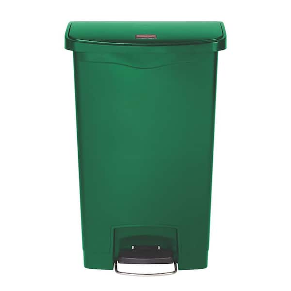 Rubbermaid Commercial Products Slim Jim Step-On 13 Gal. Green Plastic Front Step Trash Can