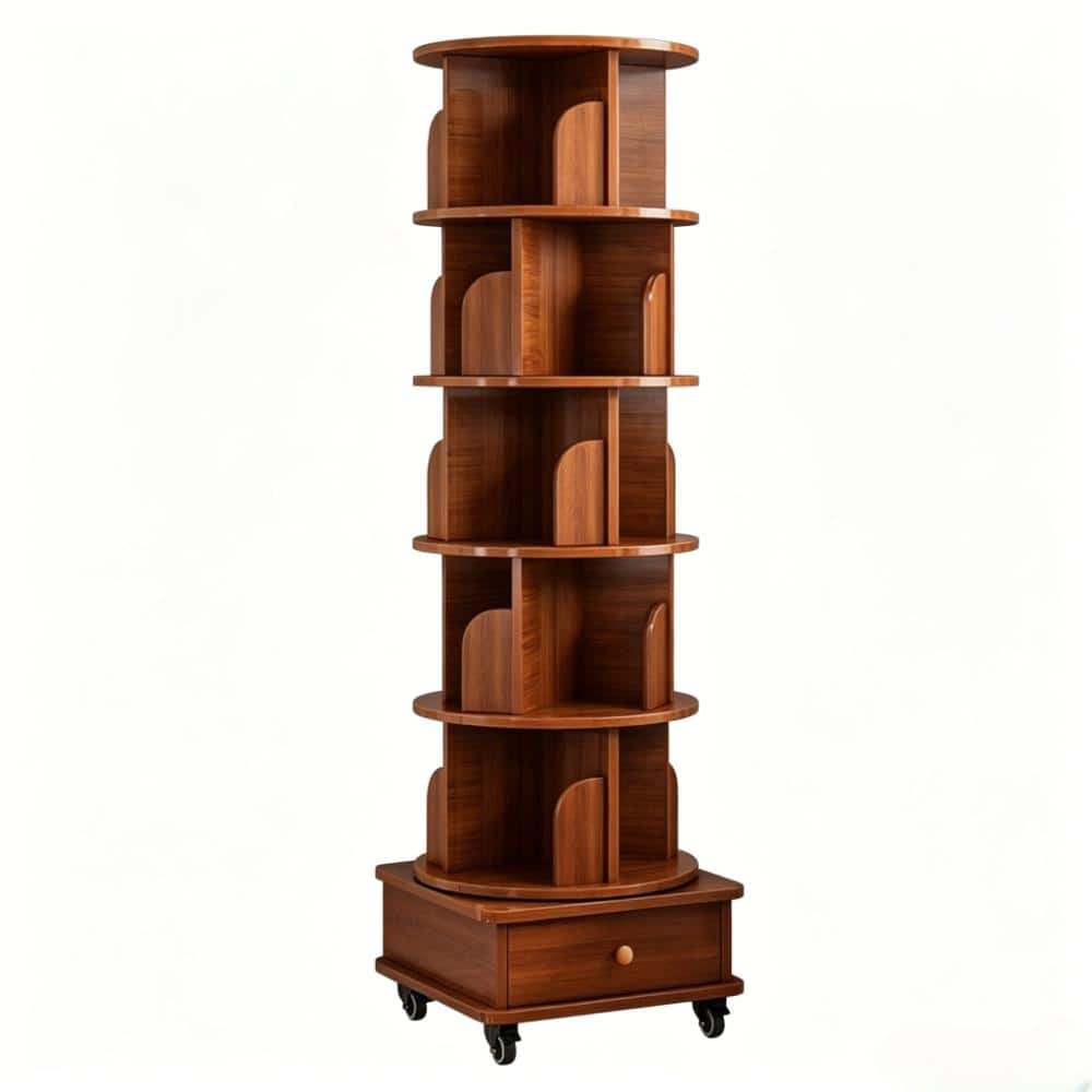 Rotating Bookshelf, 360 Display Corner Bookshelf for Small Space, 6 Tier Bookcase Storage Rack with Wheels for Bedroom price history on PriceWatchPro