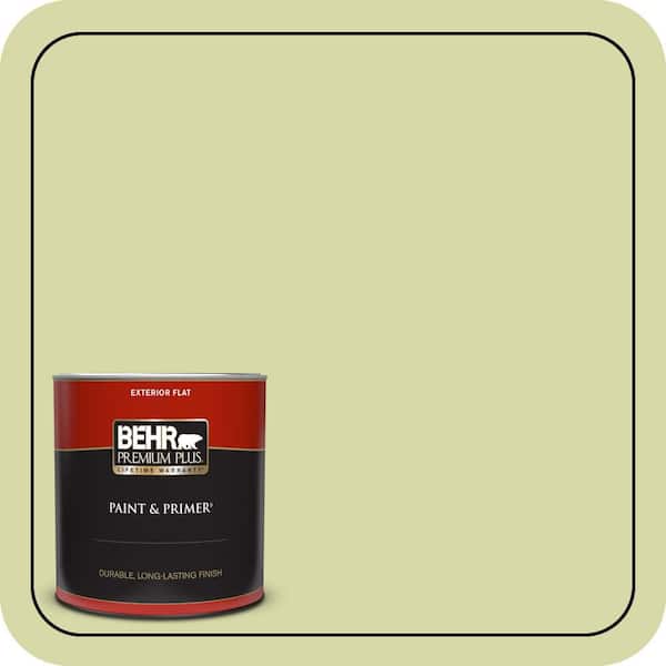 BEHR PREMIUM PLUS 1 qt. #410C-3 Celery Sprig Flat Exterior Paint & Primer