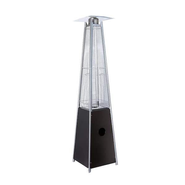Unbranded 90 in. 40,000 BTU Electronic Ignition Glass Tube Pyramid Flame Gas Patio Heater, Black Steel