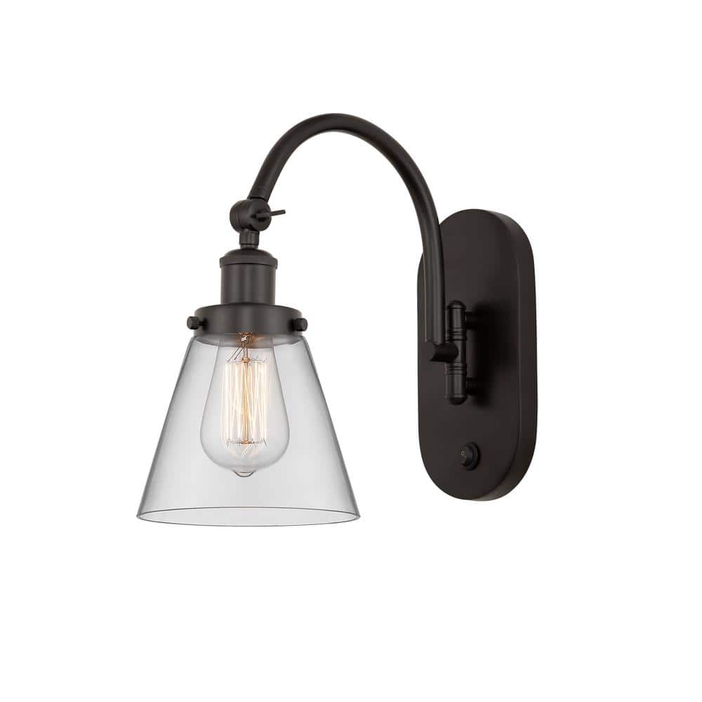 Cone 1-Light Oil Rubbed Bronze, Clear Wall Sconce with Clear Glass Shade price history on PriceWatchPro