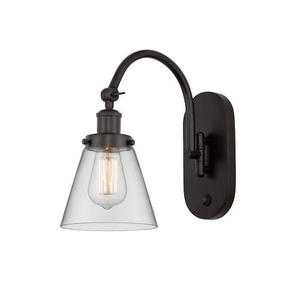 Innovations Cone 1-Light Oil Rubbed Bronze, Clear Wall Sconce with Clear Glass Shade