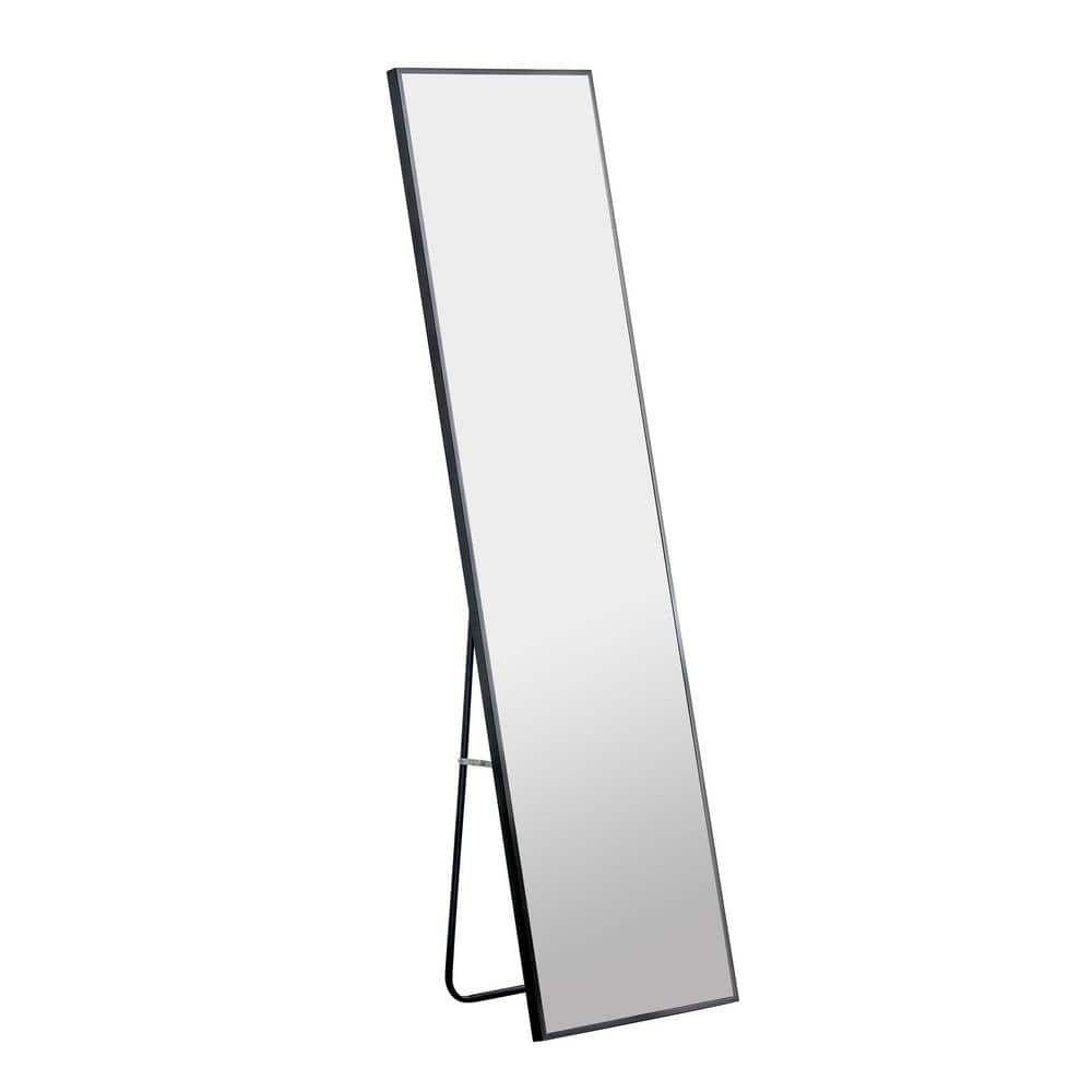 22.8 in. W x 65 in. H Rectangle Wall Mounted Full Body Mirror Black