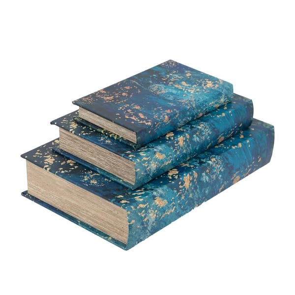 A & B Home Decorative Book Boxes Blue (Set of 3)