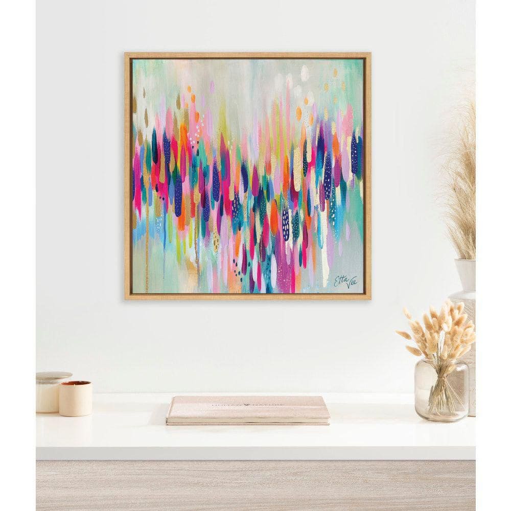 Bright Gold 22"x22" Abstract Canvas Wall Art with Frame
