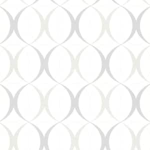 Circulate White Retro Orb Fabric Strippable Wallpaper (Covers 56.4 sq. ft.)