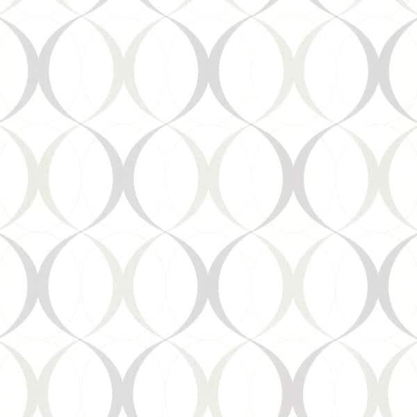 Beacon House Circulate White Retro Orb Fabric Strippable Wallpaper (Covers 56.4 sq. ft.)