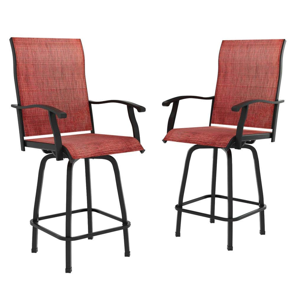 Kingdely Swivel Metal Frame Outdoor Bar Stools Height Patio Garden