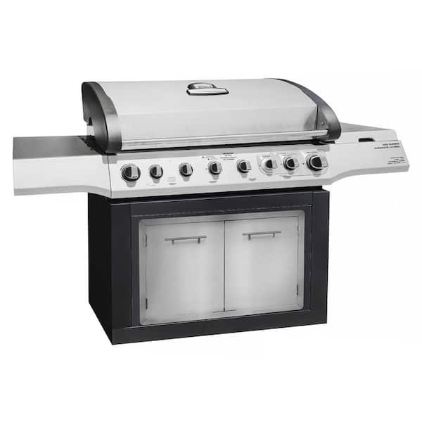 AdirHome - 33 in. Stainless Steel Horizontal Handle Double Face BBQ Grill Double Access Door Panel with Towel Holder