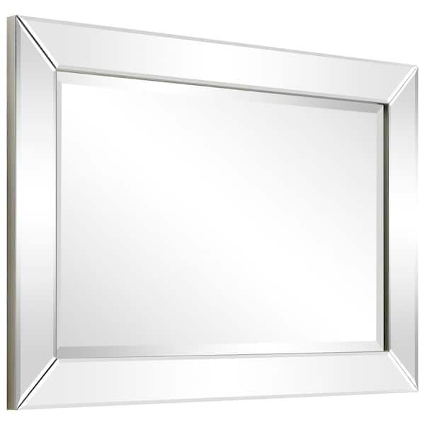 Medium Rectangle Clear Beveled Glass Modern Mirror (24 in. H x 36 in. W)