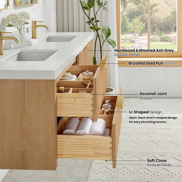 ROSWELL Barcelona 72 in.W x 22 in.D x 21.7 in.H Double Sink Bath