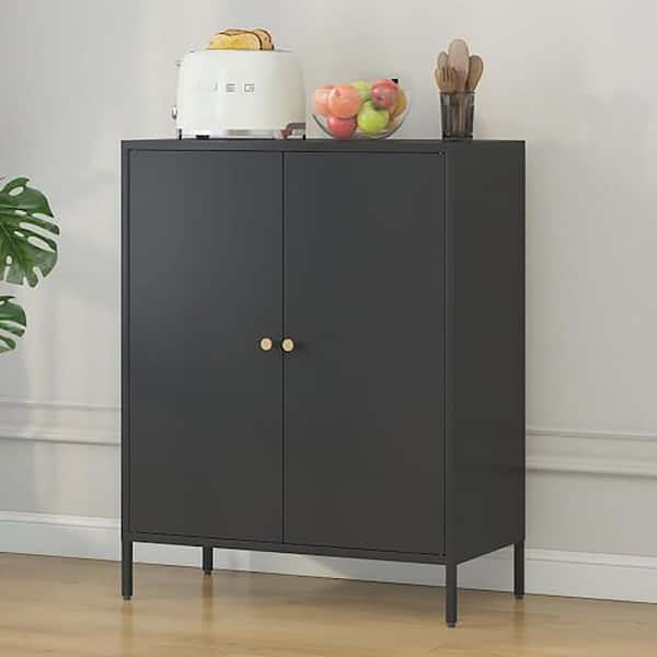 Black 39.96 in. H Metal Storage Cabinet with Doors Cabinet