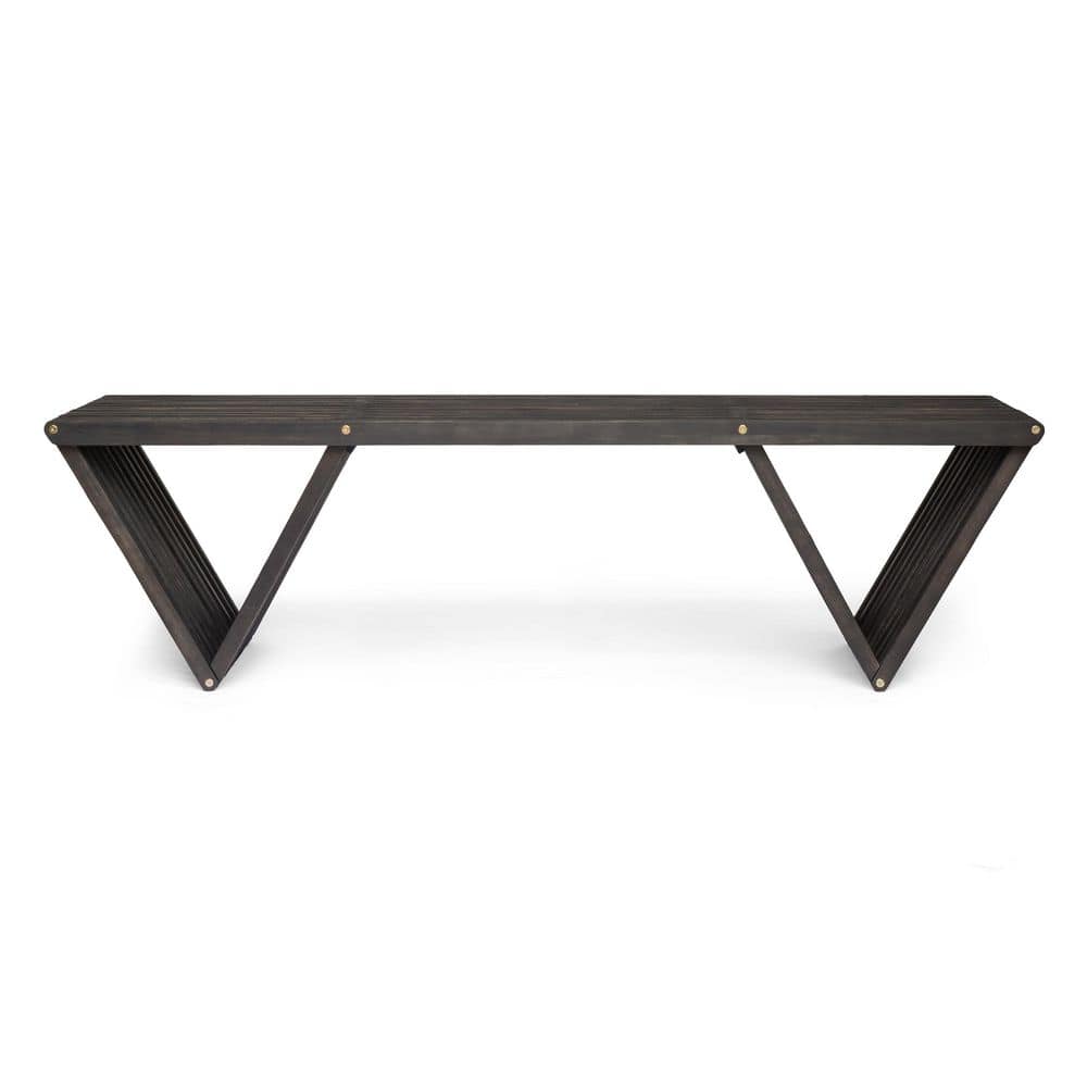 Patio Bench 63 in. Dark Grey Acacia Wood Fully Assembled Transitional Outdoor Seating with Open Slat price history on PriceWatchPro
