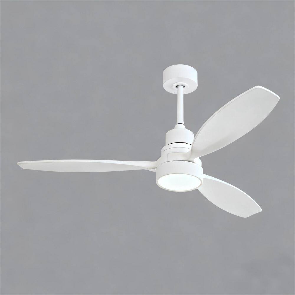 52 in. White Integrated LED 3 Wood Fan Blade Downrod Mount Standard Ceiling Fan with Light, 6 Speed Remote Control price history on PriceWatchPro