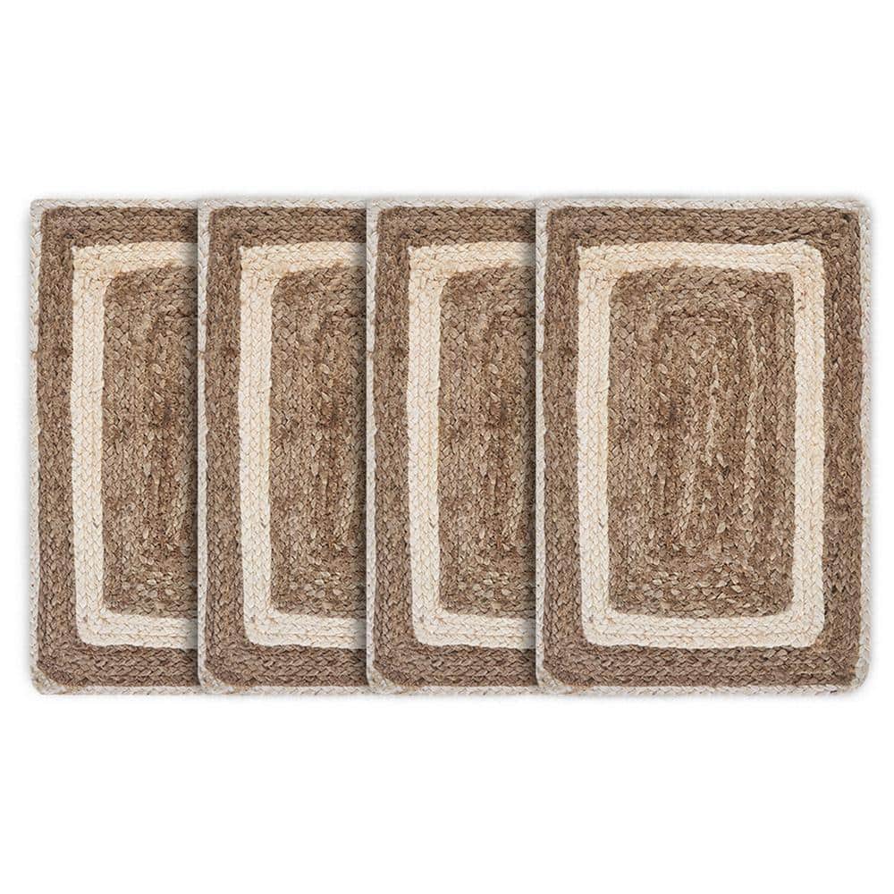 Bordered Bleach/Natural 19 in. x 13 in. Organic Jute Placemat (Set of 4)
