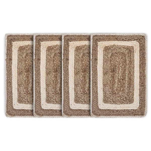 Unbranded Bordered Bleach/Natural 19 in. x 13 in. Organic Jute Placemat (Set of 4)