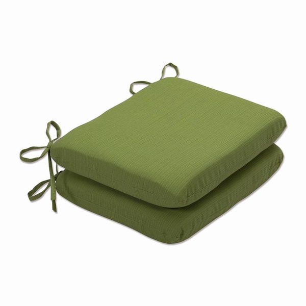 Pillow Perfect Solid 18.5 in. x 15.5 in. Outdoor Dining Chair Cushion in Green (Set of 2)