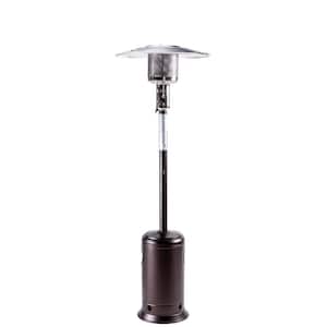 47,000 BTU Outdoor Patio Propane Heater with Portable Wheels 88 in. Standing Gas Outside Heater Brown
