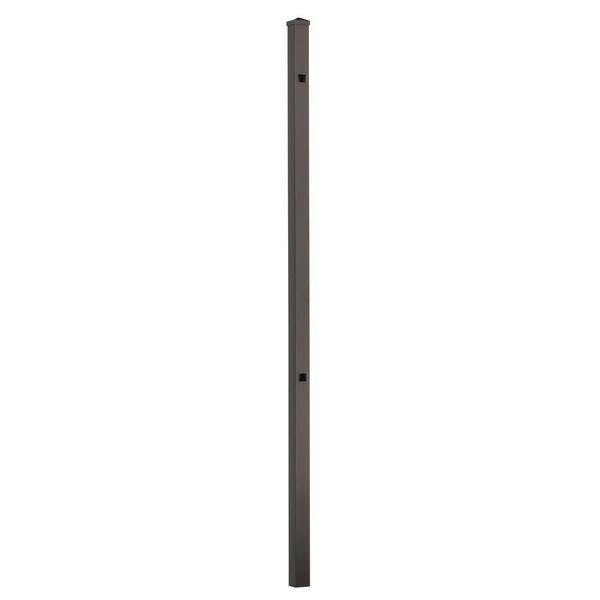 Cercadia 70 in. Black Aluminum Line Post Flat Top for 2-Rail-DISCONTINUED