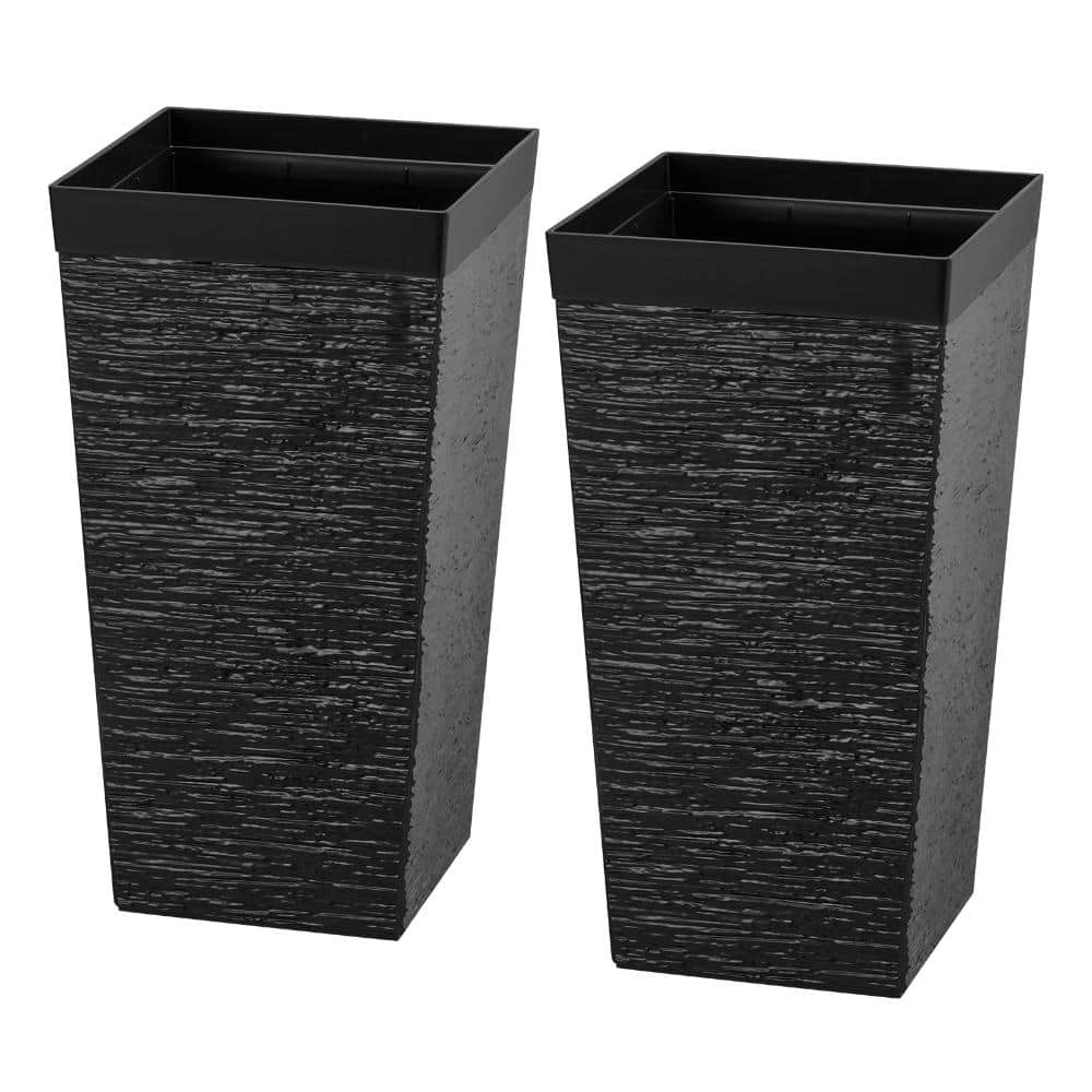 Tall Outdoor Planters Set of 2, 23 in. Tapered Modern Plastic Flower Pots for Porch, Patio, and Plants price history on PriceWatchPro