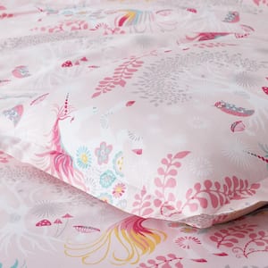 Company Kids Fancy Unicorns Pink Multi Organic Cotton Percale Standard Pillowcases (Set of 2)