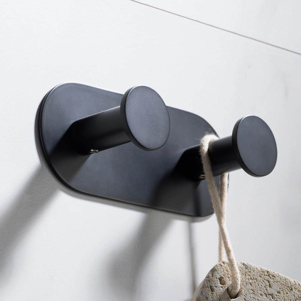 Matte Black Solid Brass Double Wall Mounted Towel Hook