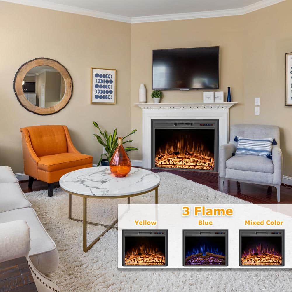 35.6 in. W x 21 in. H Electric with 3 Flame Colors, 750-Watt/1500-Watt, Timer, Black Fireplace Insert price history on PriceWatchPro