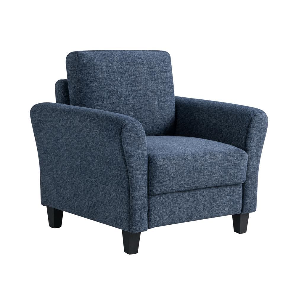 Blue Microfiber Accent Chair with Rolled Arms