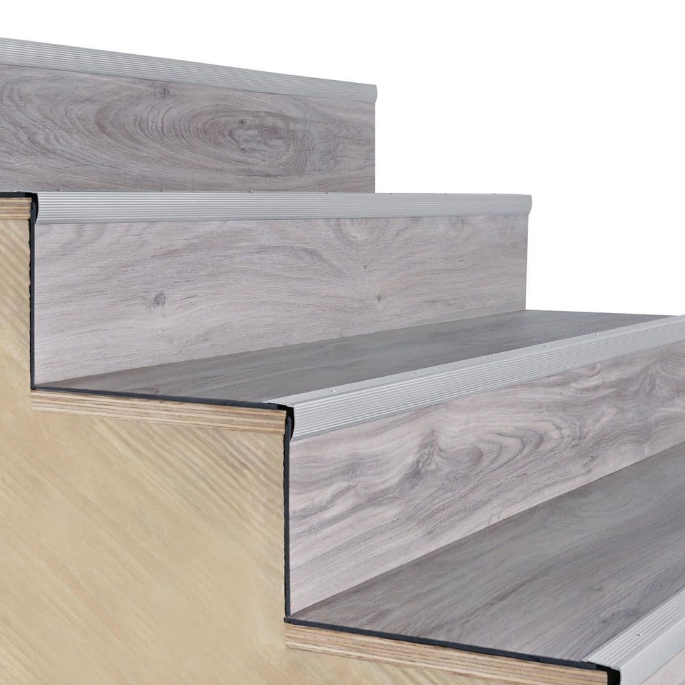 Silver Aluminum Fluted Stair Edge Moulding 73.63"