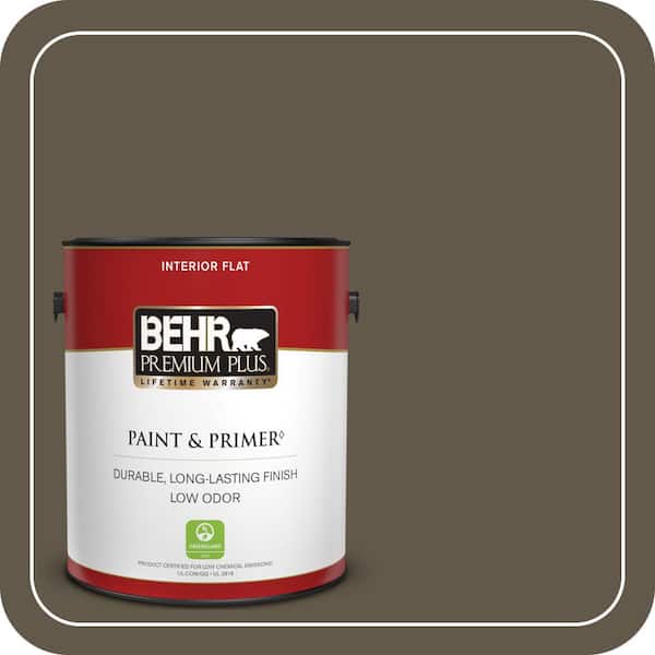 BEHR PREMIUM PLUS 1 gal. #720D-7 Winter Oak Flat Low Odor Interior Paint & Primer