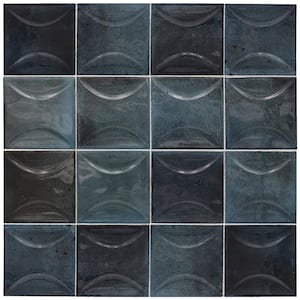 Antiek Blue 3.94 in. x 3.94 in. Glossy Ceramic Square Deco Wall Tile (5.39 sq. ft./case) (50-pack)