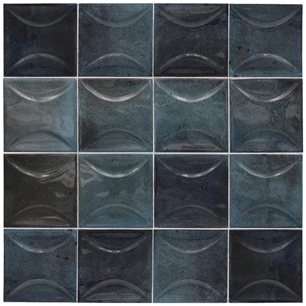 Antiek Blue 3.94 in. x 3.94 in. Glossy Ceramic Square Deco Wall Tile Sample (0.11 Sq. ft./case) (1-pack) price history on PriceWatchPro