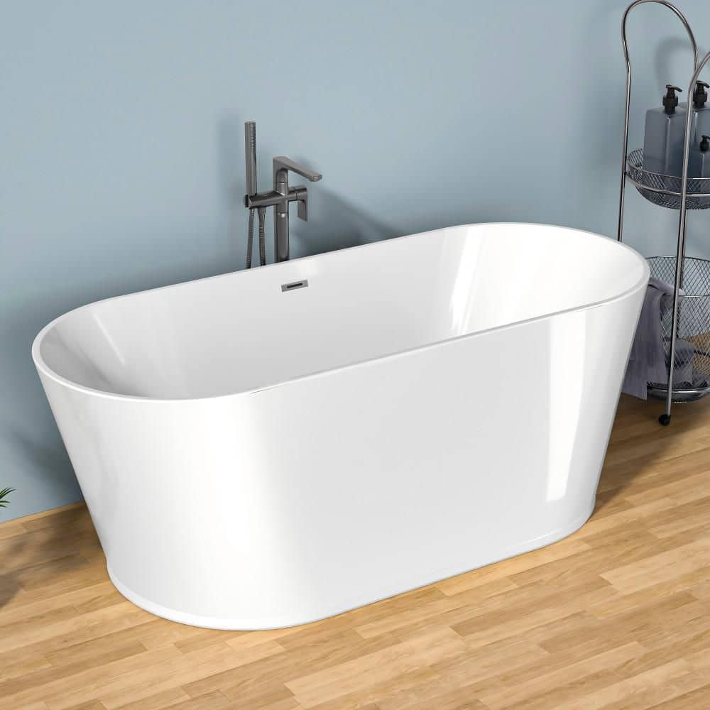 Acrylic Freestanding Soaking Tub 67 in. x 31 in. Soaking Bathtub with Cente