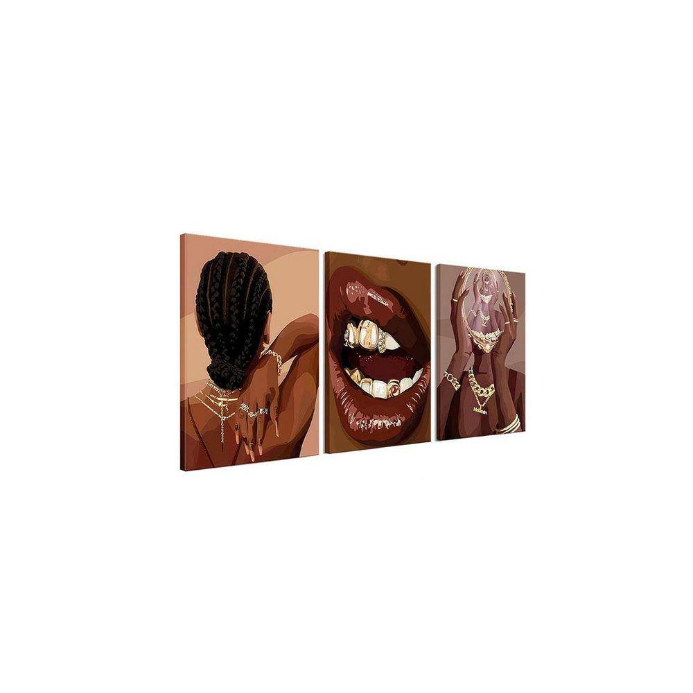 16x24in Framed Black Woman Wall Art Set of 3 Black Girl African Women ...