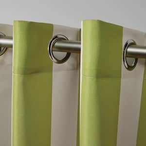 Canopy Stripe Kiwi / Sand Stripe Light Filtering Grommet Top Indoor/Outdoor Curtain, 54 in. W x 108 in. L (Set of 2)