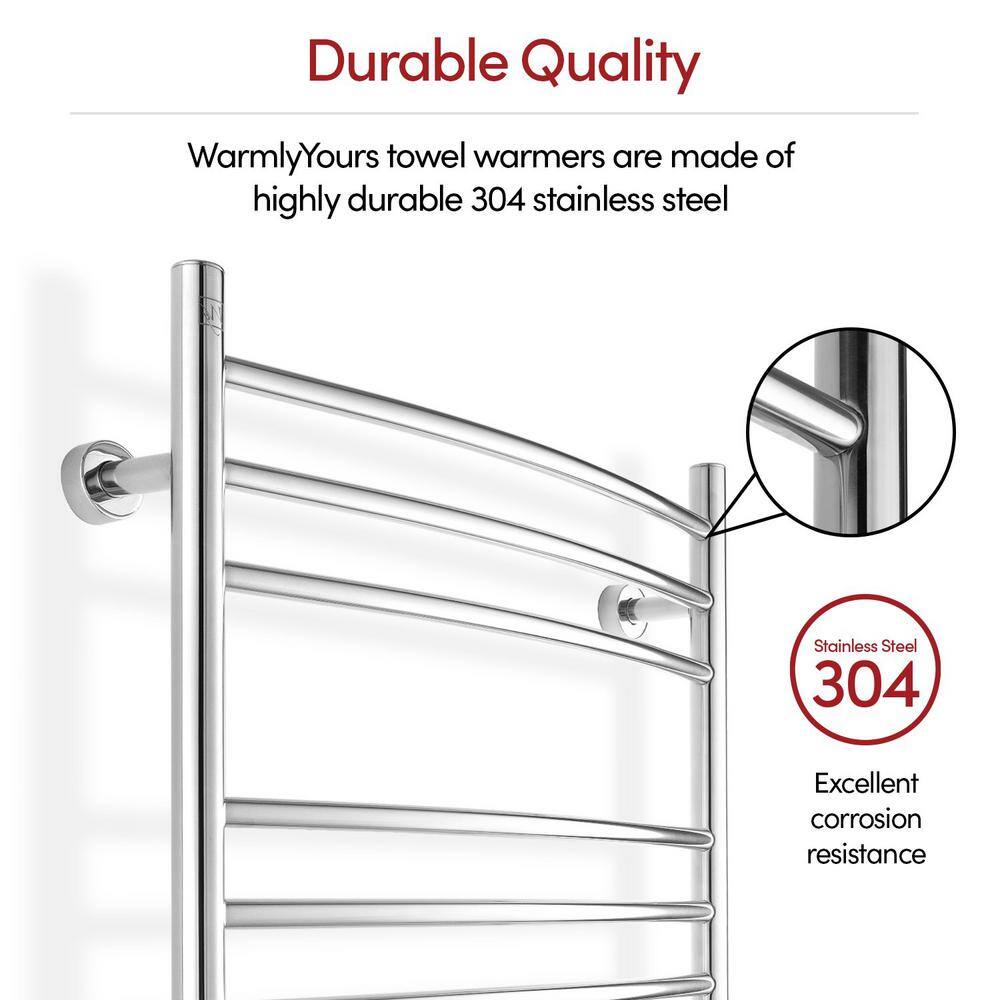 Polished Stainless Steel Wall-Mounted Curved Towel Warmer with 9 Bars