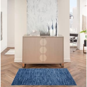 Essentials 3 ft. x 5 ft. Navy Blue Solid Contemporary Indoor/Outdoor Patio Kitchen Area Rug