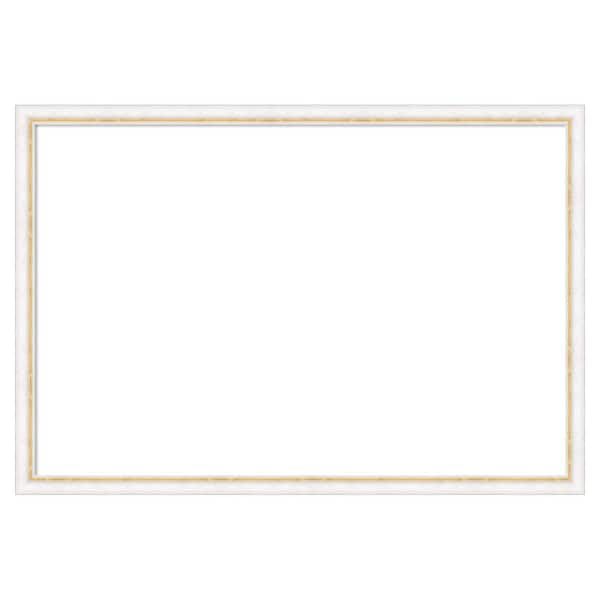 Amanti Art Morgan White Gold 38 in. x 26 in. Wood Framed Dry Erase Magnetic Memo Board