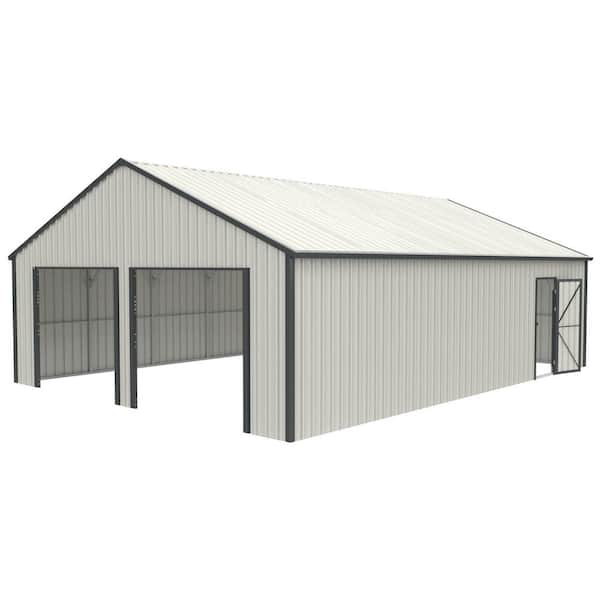 25 ft. x 33 ft. White Meta Outdoor Garage with Side Entry Door