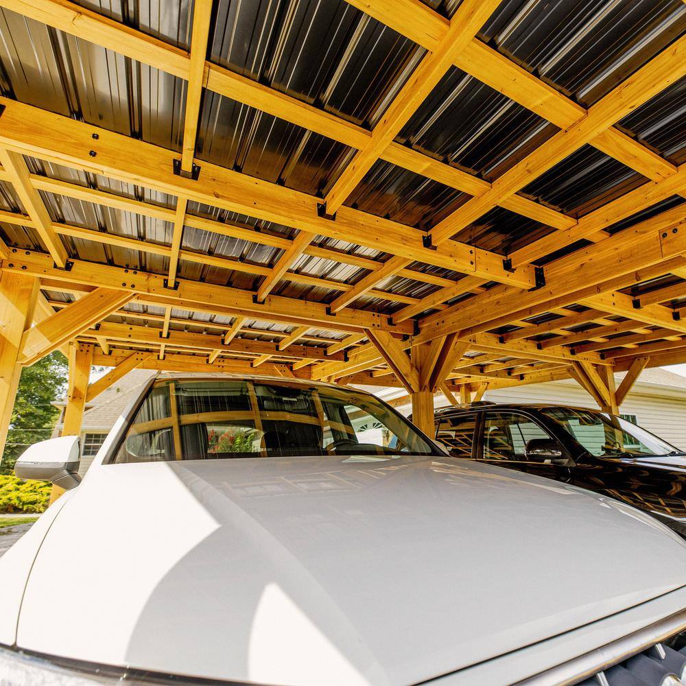 Kingsport 20' x 20' Cedar Wood Carport with Black Steel Roof