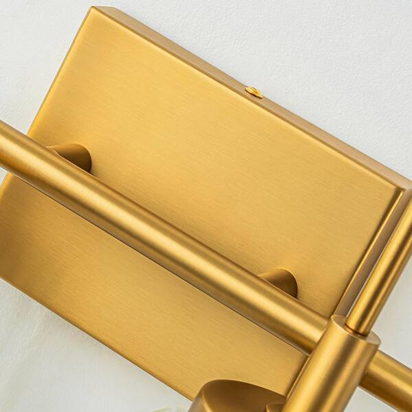 ZYZWMB 12.2 in. 2-Light Brushed Gold Dimmable Crystal Bathroom